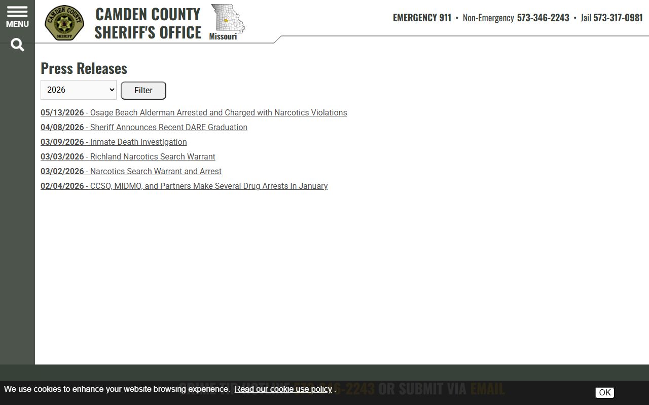 Camden County arrest records sheriff press release source