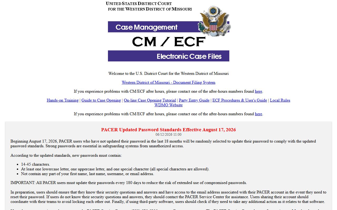 Camden County Circuit Court contrasted with Western District CM ECF federal access