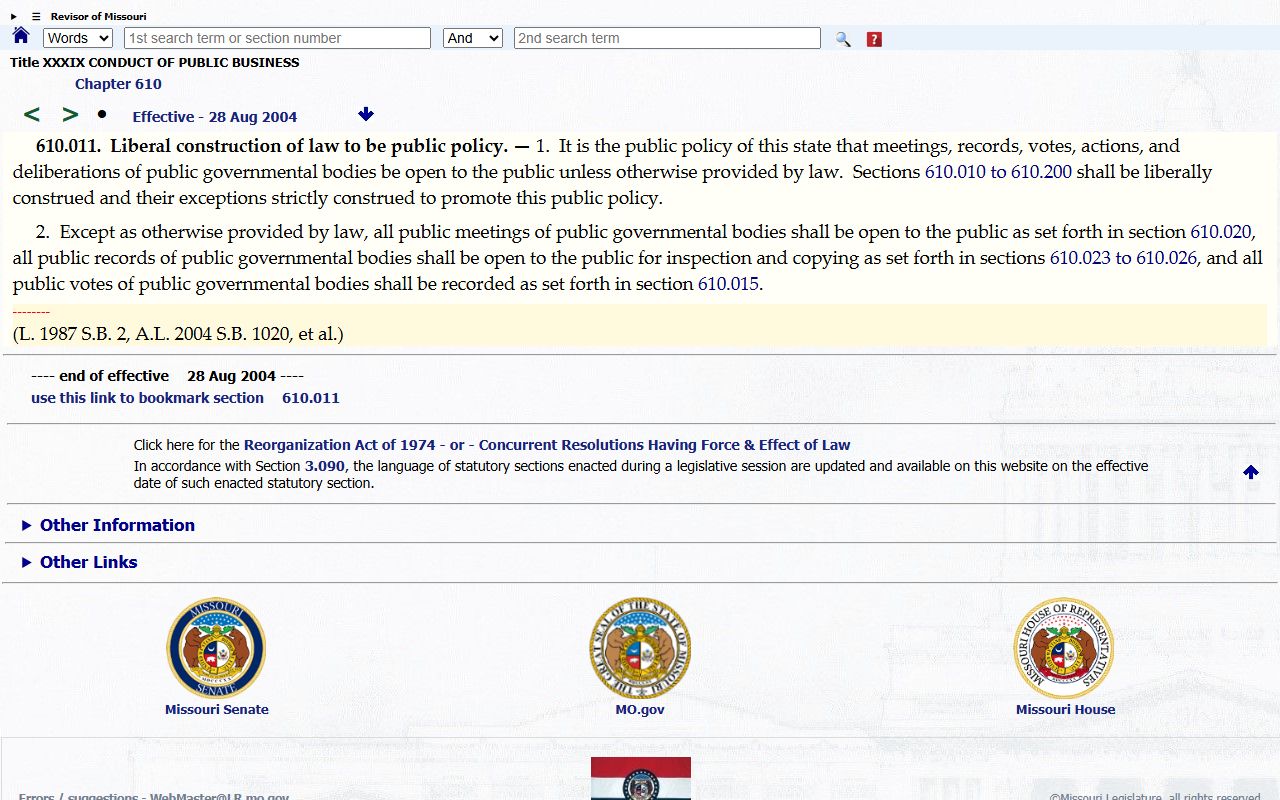 Camden County Court records Missouri Sunshine Law policy