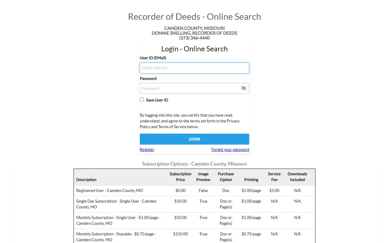 Camden County marriage records I-County Recorder index access