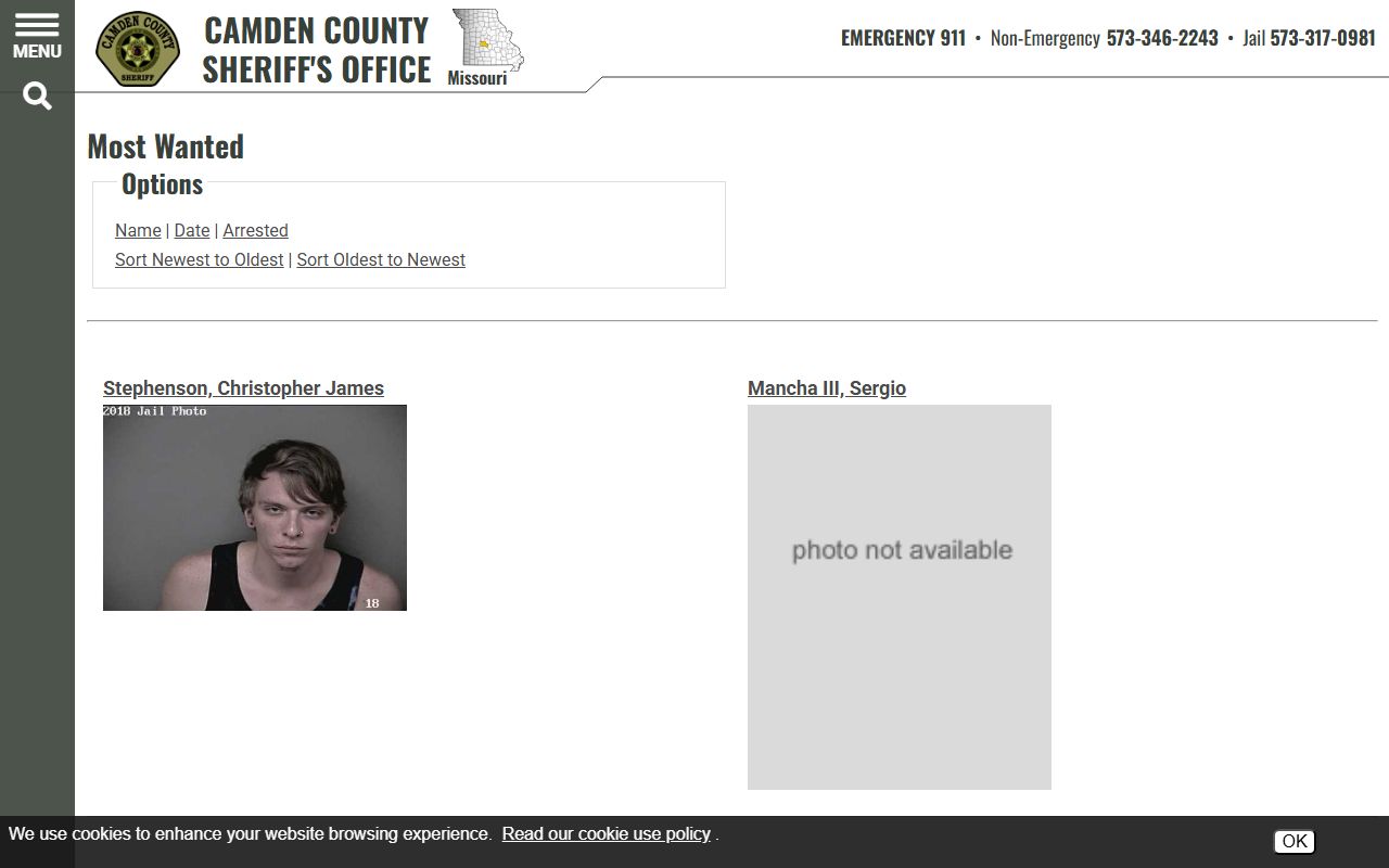 Camden County warrant records Most Wanted list